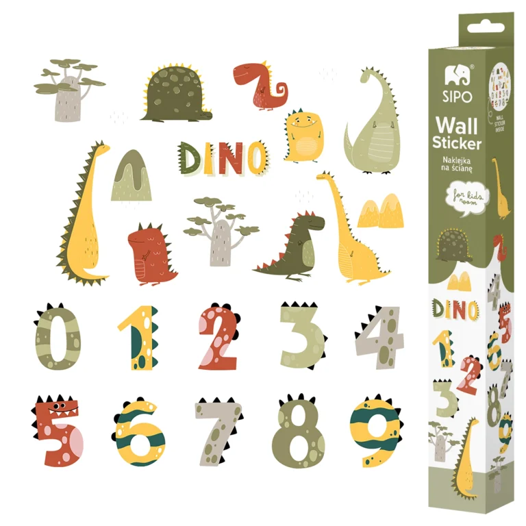 SIPO self-adhesive wall stickers – dinosaurs and numbers for learning to count in your child's room