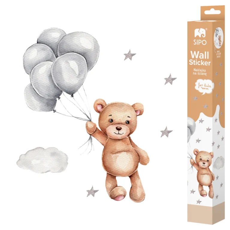SIPO wall sticker set, packaging with a teddy bear with balloons, stars and a cloud