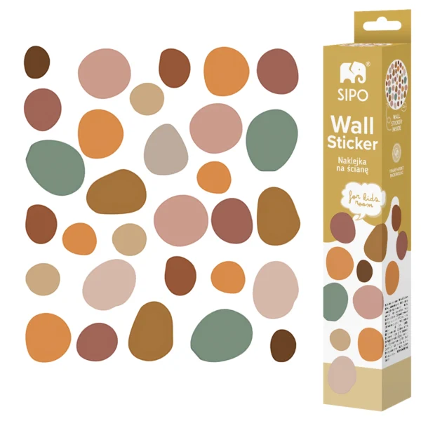 SIPO self-adhesive wall stickers – boho dots, colourful dots and ovals in shades of beige, red and green.