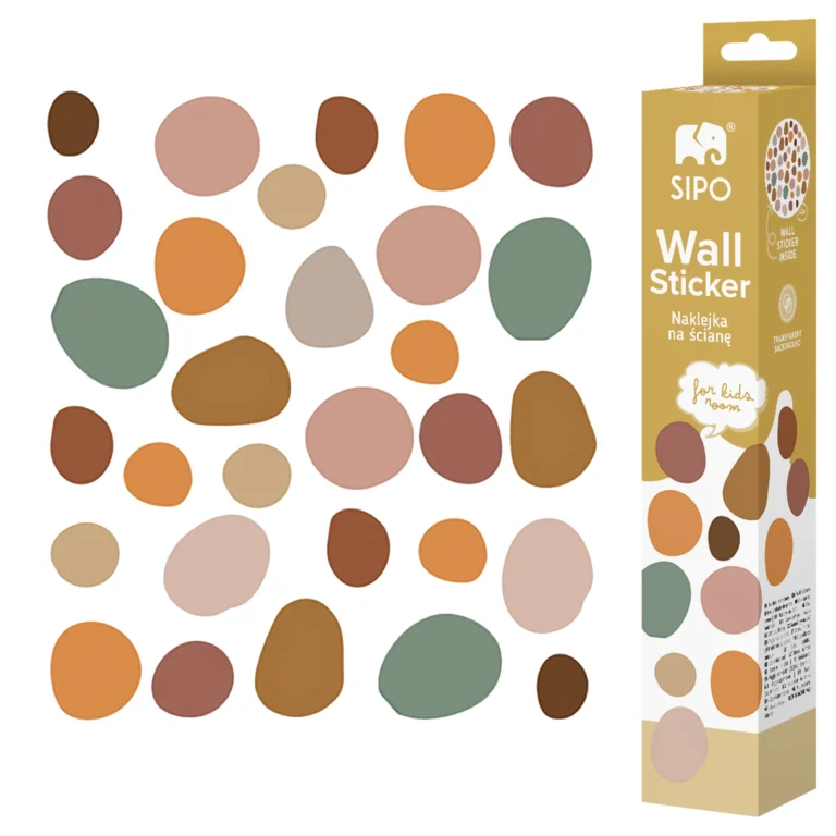 SIPO self-adhesive wall stickers – boho dots, colourful dots and ovals in shades of beige, red and green.