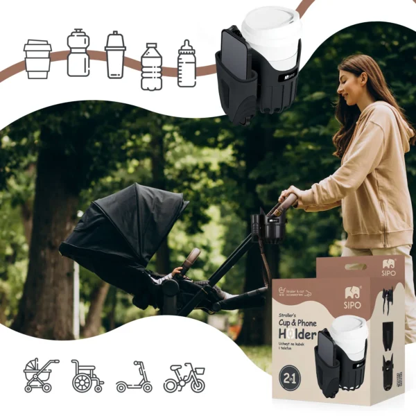 SIPO Stroller Cup & Phone Holder 2-in-1