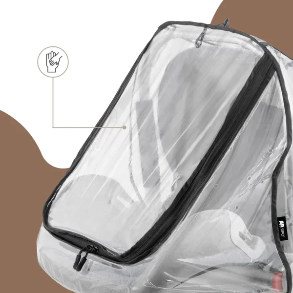 Sipo baby carrier rain cover – close-up of the transparent cover
