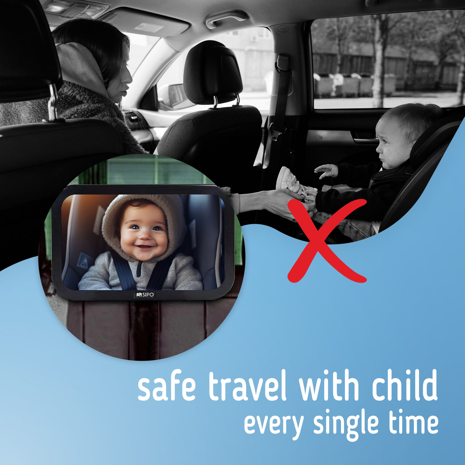 Baby observation mirror irreplaceable when traveling