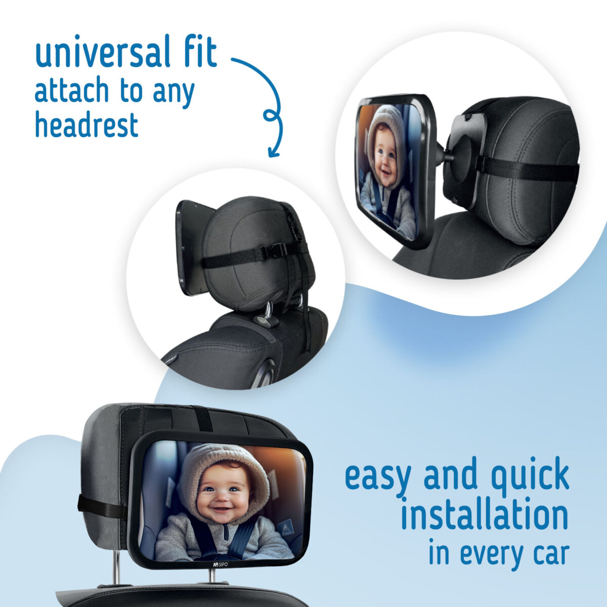 SIPO Baby Car Mirror - Universal Fit