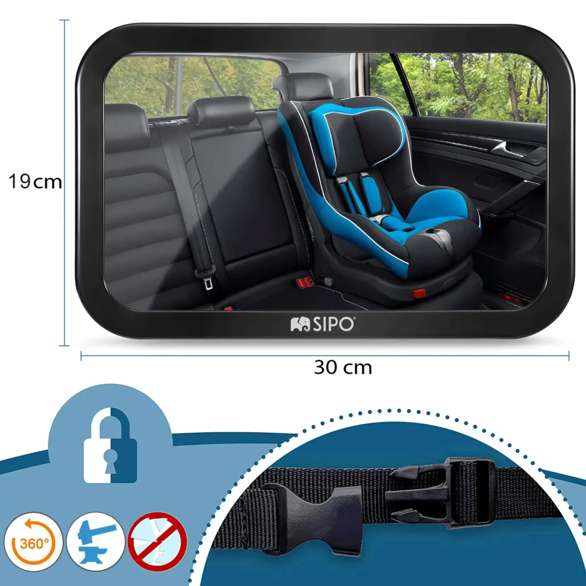 SIPO Baby Car Mirror - black