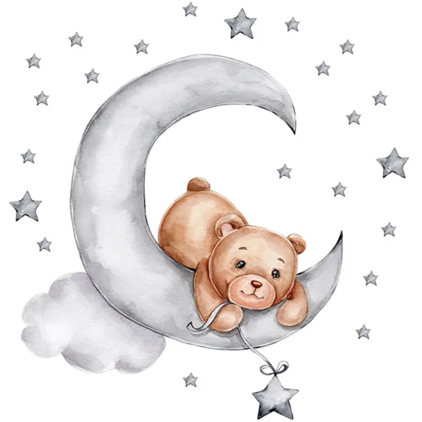 SIPO Wall Stickers for Boys Room - Teddy Bear On The Moon