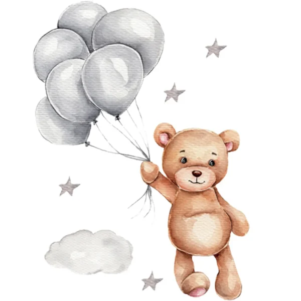 SIPO Kids Wall Stickers For Rooms - Teddy Bear With Balloons
