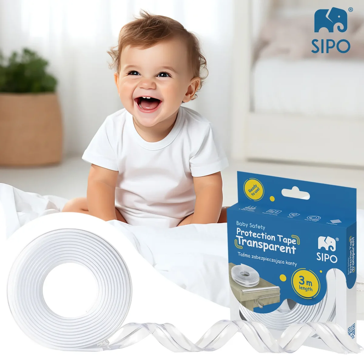 SIPO Transparent Edge Protector Tape for Furniture - 3 M lenght