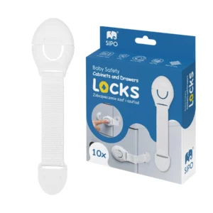 SIPO Elastic Cabinet and Drawer Locks with Snap Closure - 10 pieces