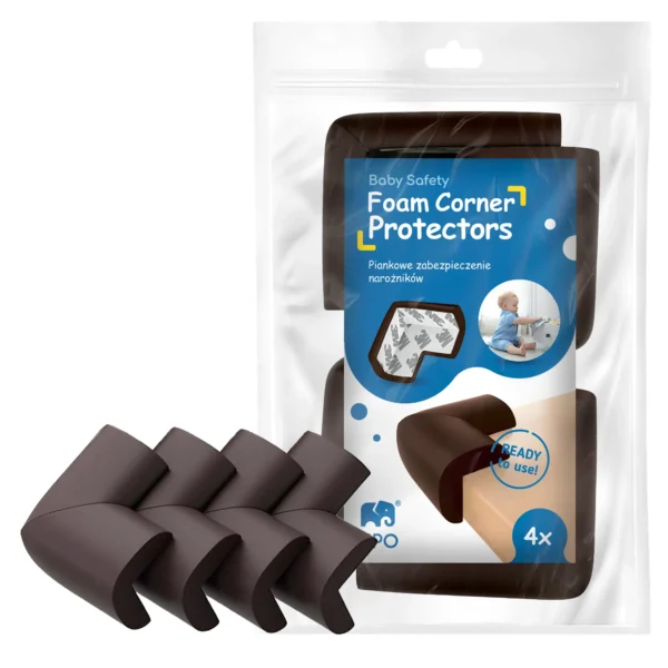 SIPO Foam Corner Protectors for Kids - Set of 4 - Brown