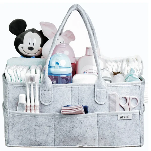 SIPO Foldable felt diaper caddy bag - grey