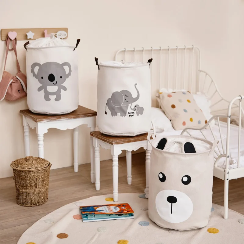 SIPO Kosz na zabawki w pokoju dziecka - słoniki