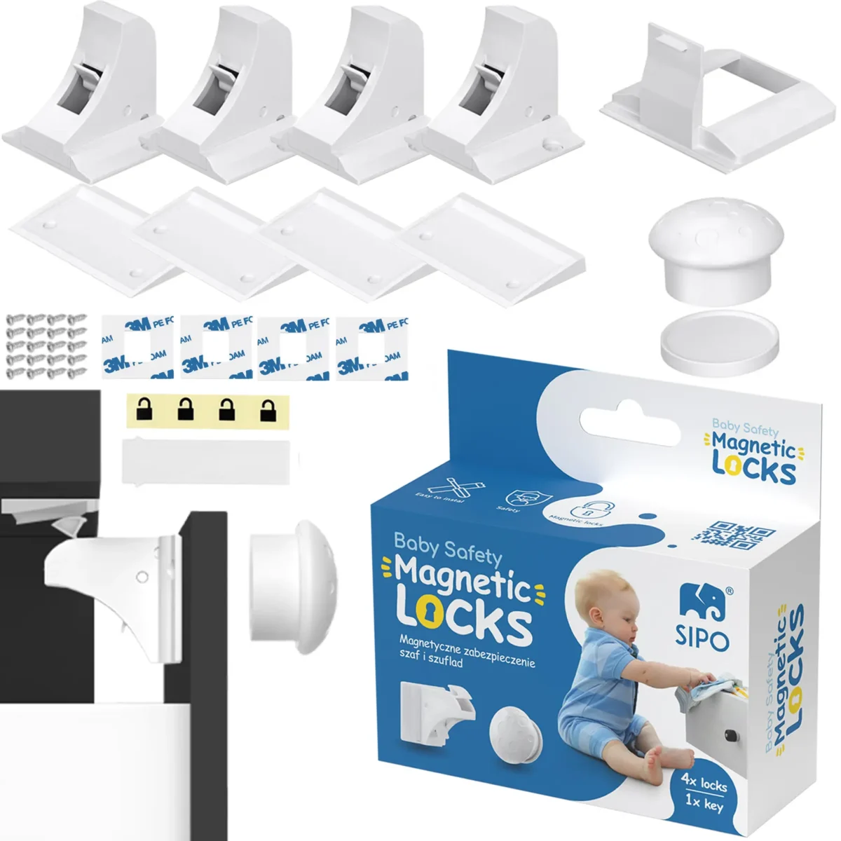 SIPO Magnetyczne zabezpieczenia do szaf i szuflad przed otwarciem dziecka