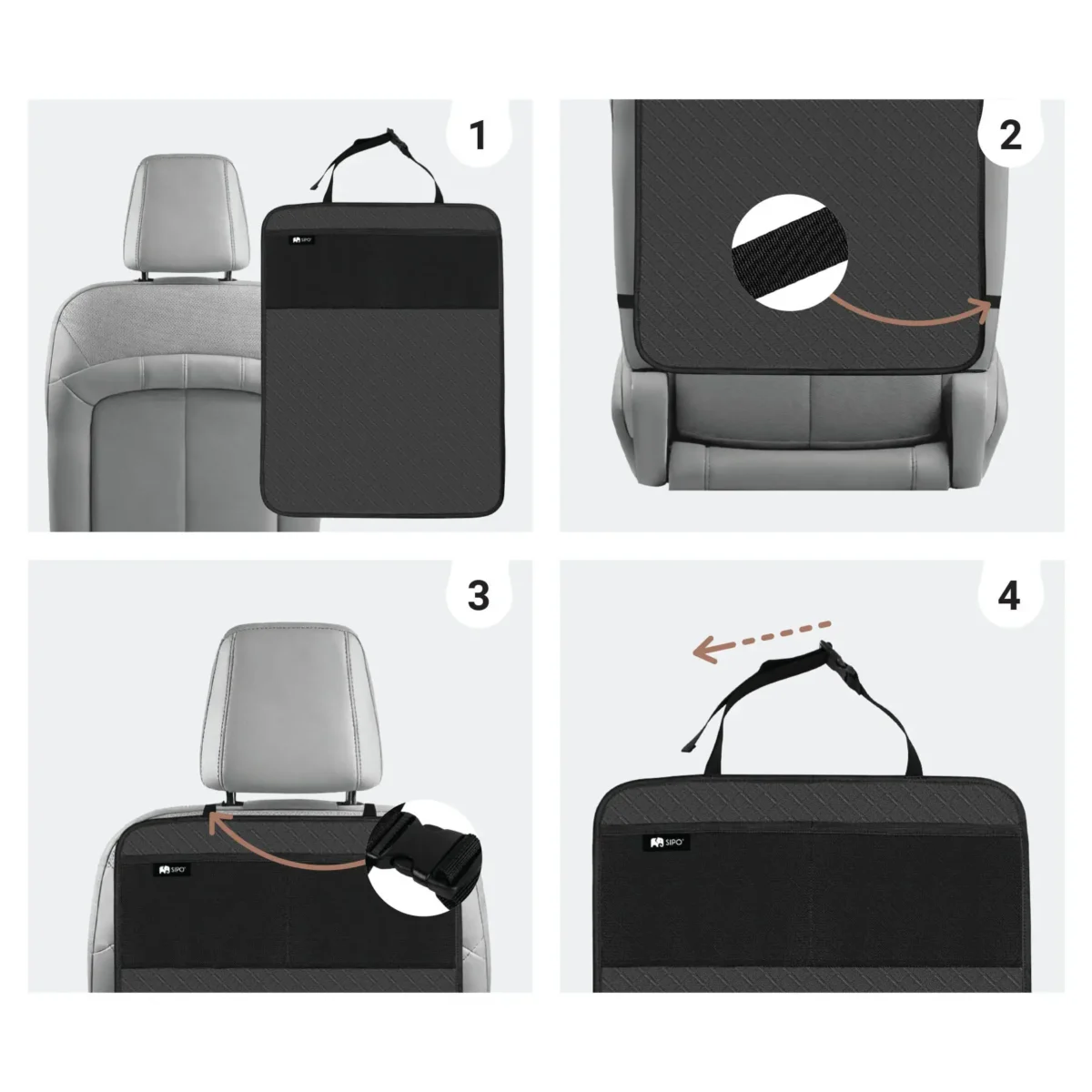 SIPO Mata ochronna na tył fotela samochodowego