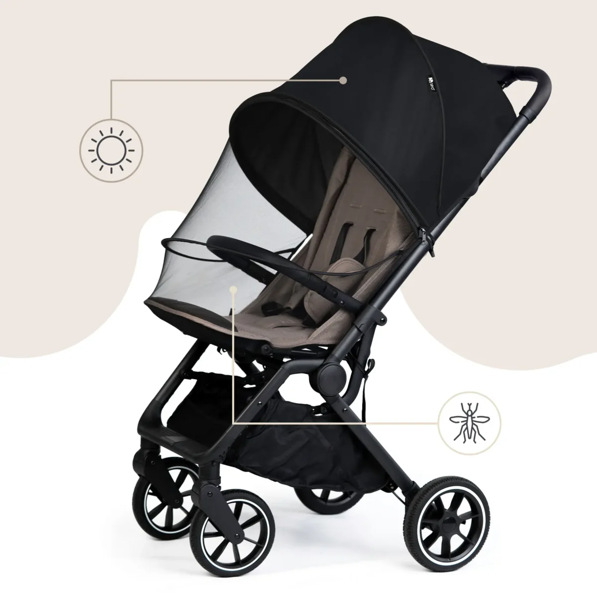 SIPO Moskitiera i osłona przeciwsłoneczna do wózka