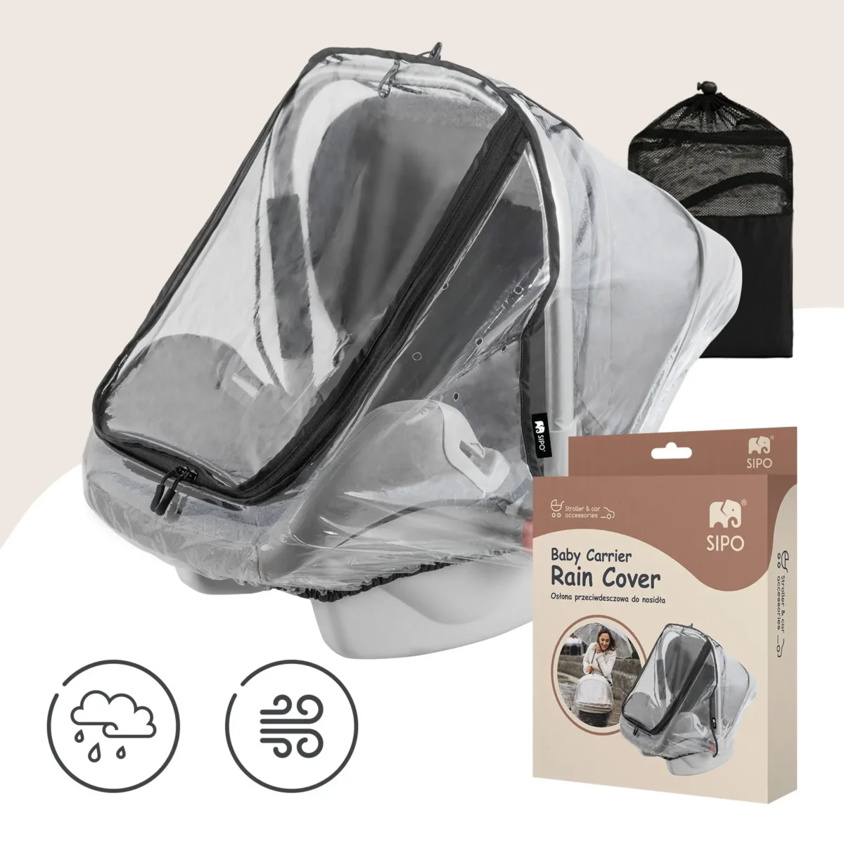 SIPO Uniwersalna osłona przeciwdeszczowa do nosidła