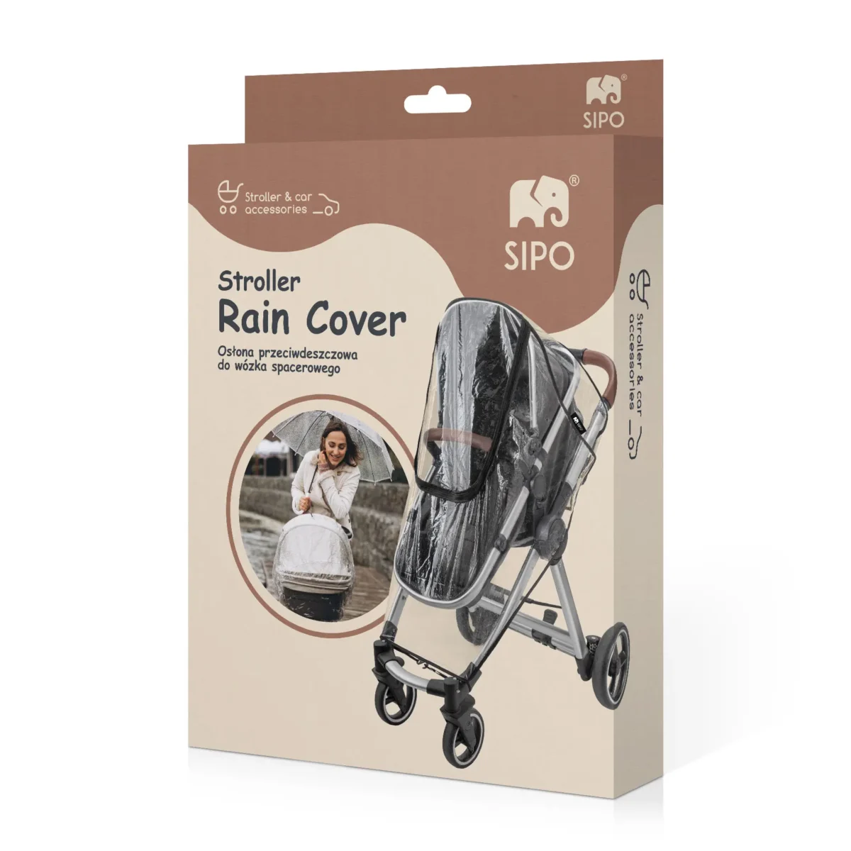 SIPO Folia osłona przeciwdeszczowa do wózka spacerowego