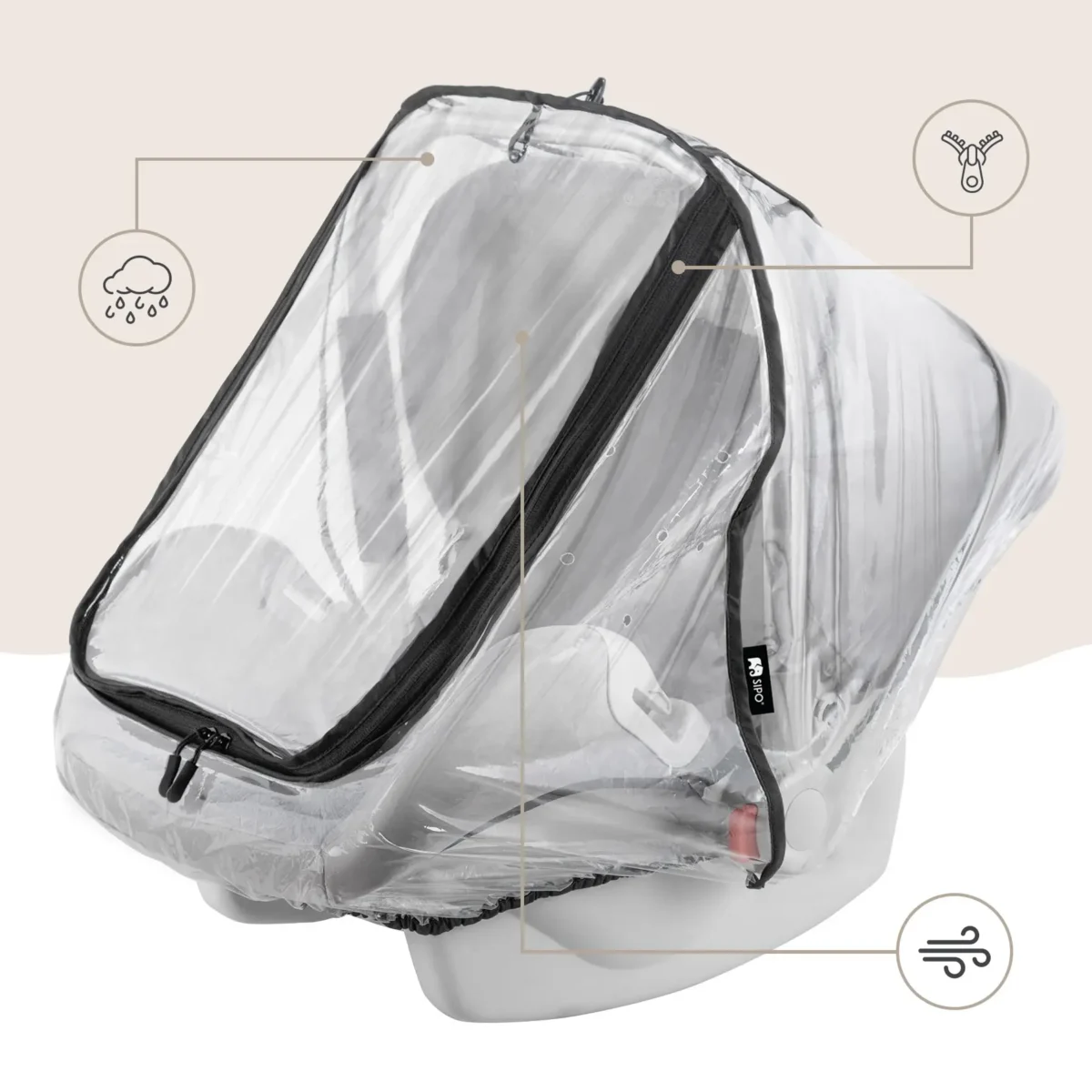 Sipo baby carrier rain cover – transparent cover