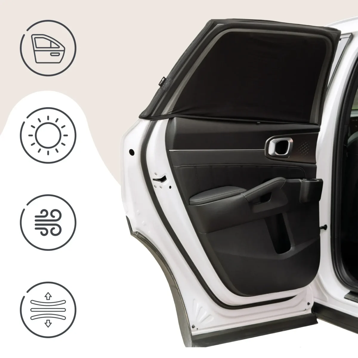 Sipo stretchable car window shades – black sun shade