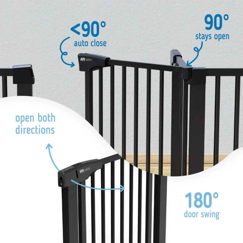 SIPO Metal gate for stairs for children and pets - black