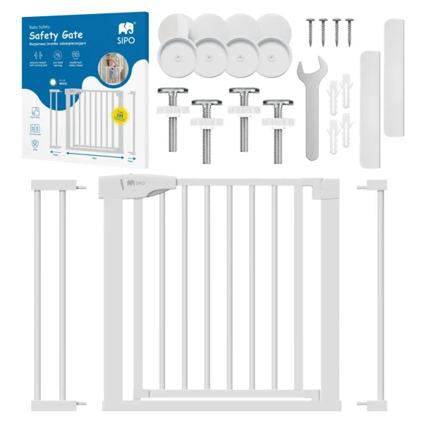 SIPO Metal gate for stairs for house doorways - white
