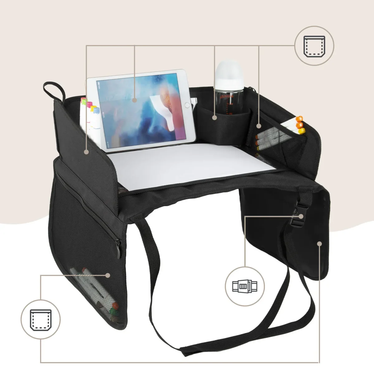 SIPO Stolik do fotelika samochodowego dla dziecka