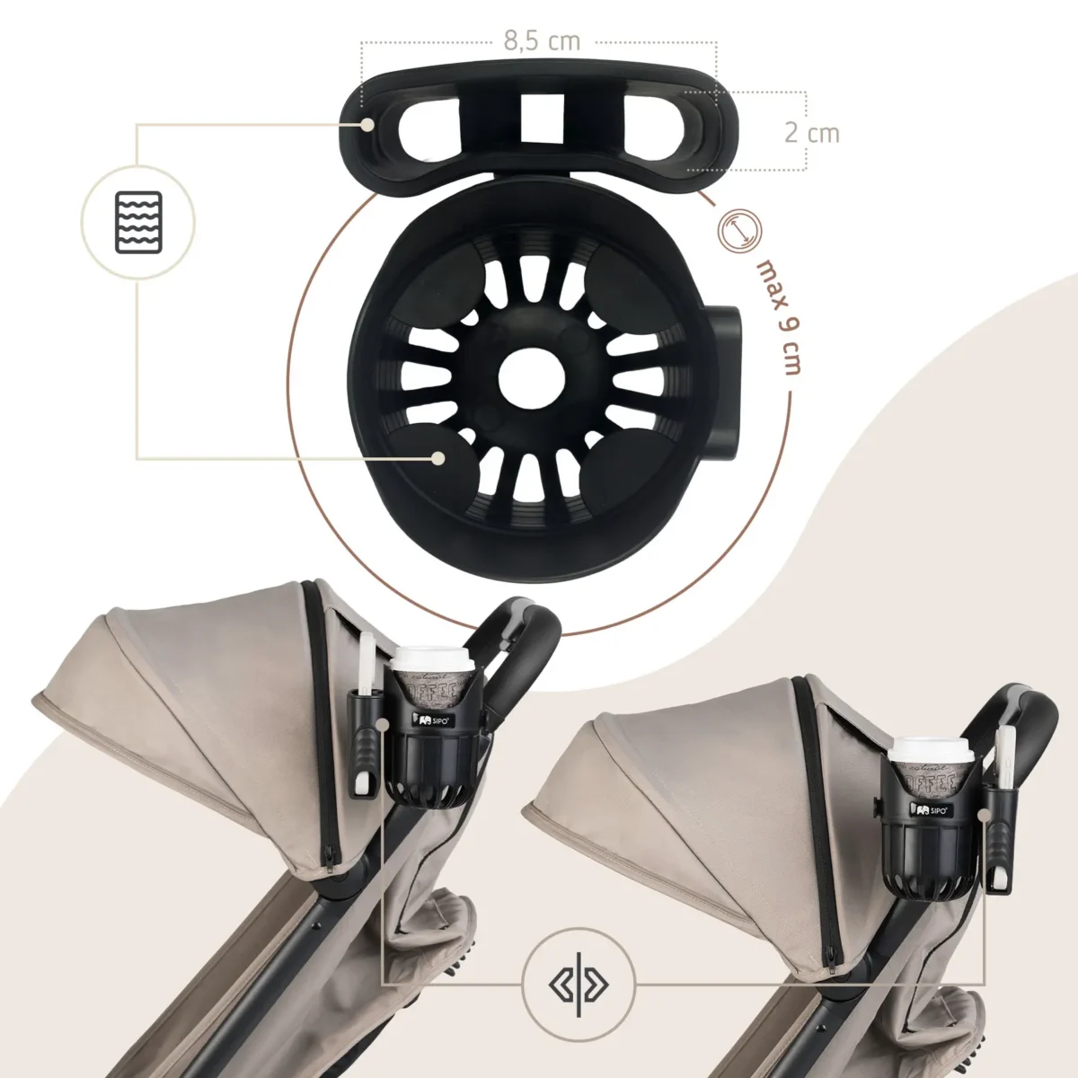 SIPO Stroller Accessory - Cup & Phone Holder