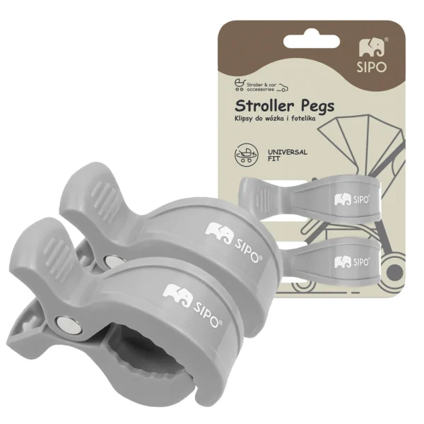SIPO Stroller Clips - Universal fit - Set of 2 - Grey