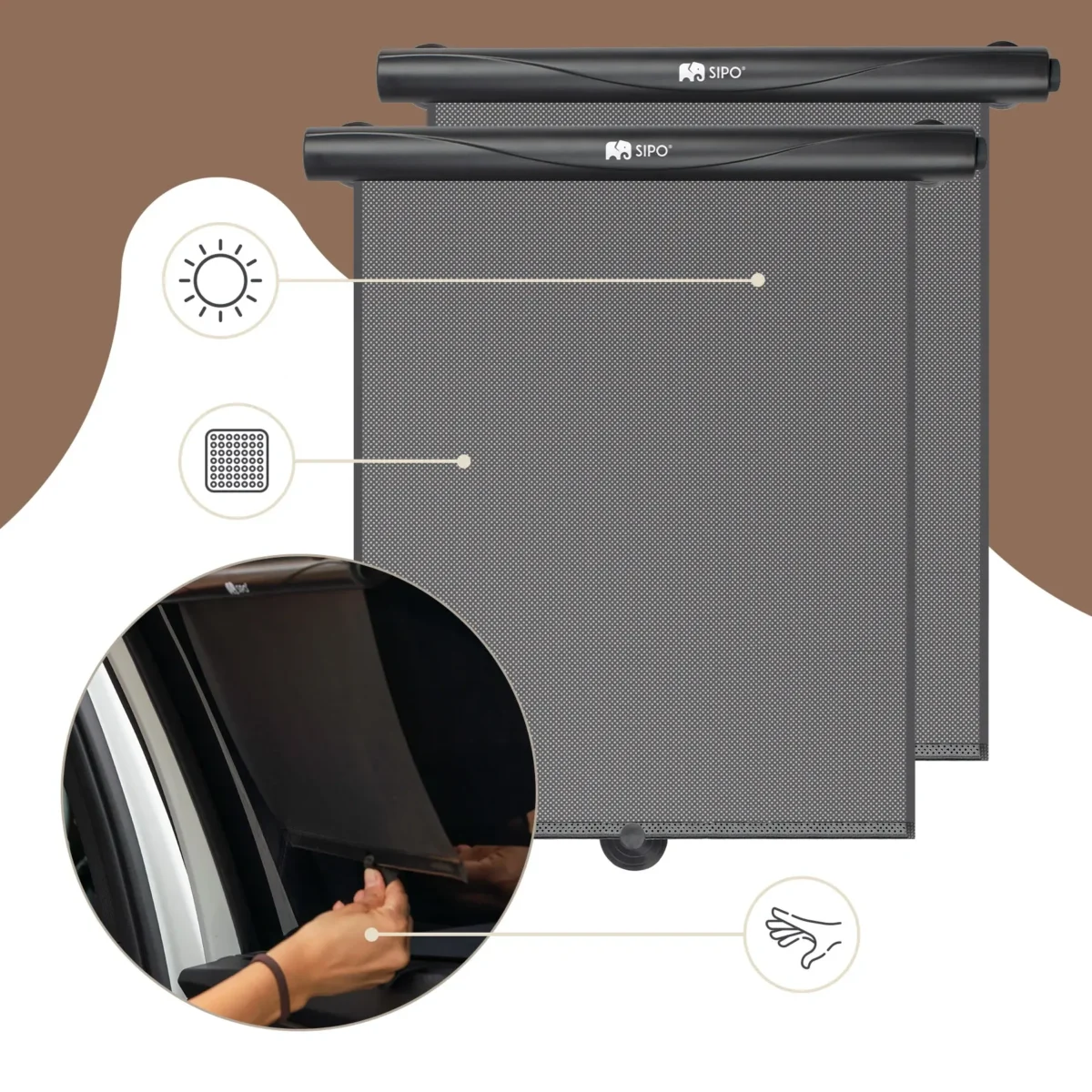 SIPO Car Roller Sunshade two-pack