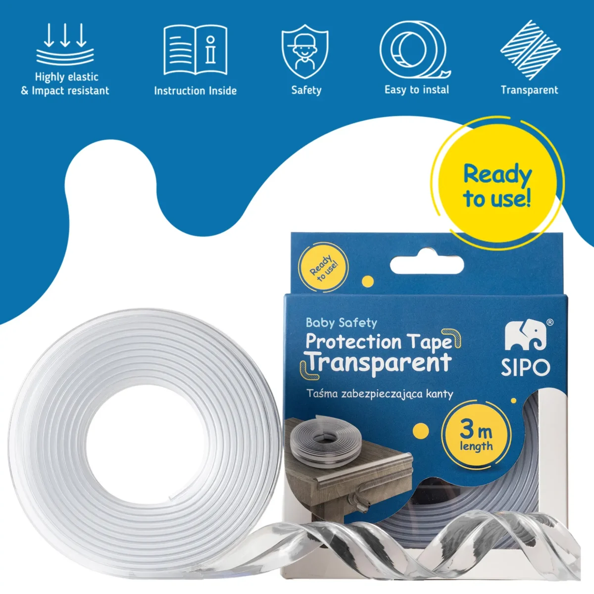 SIPO Transparent Edge Protector Tape for Furniture