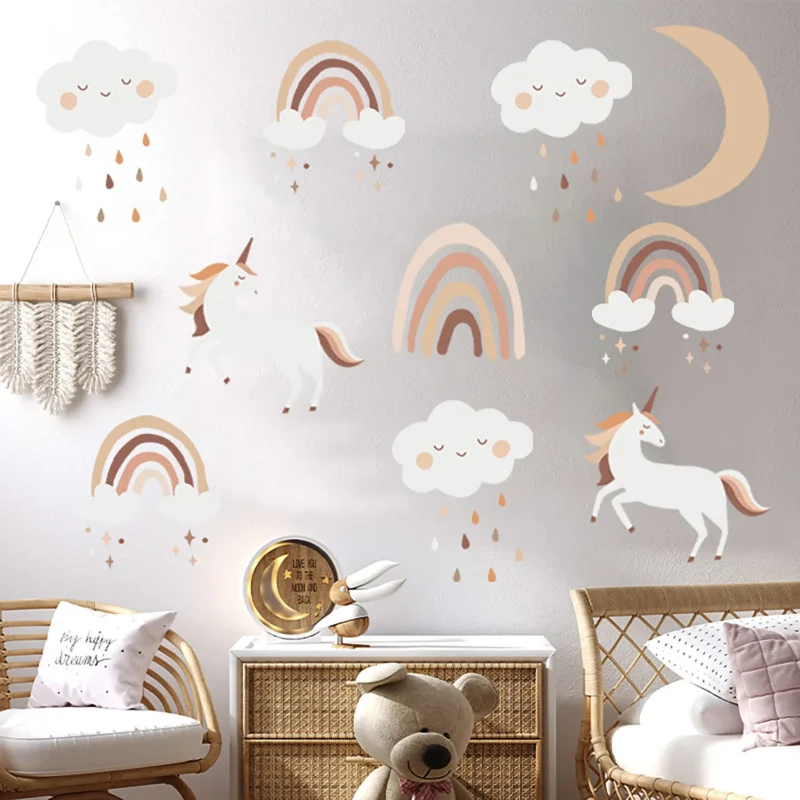 SIPO Self-adhesive stickers for a child’s room - boho rainbow unicorns
