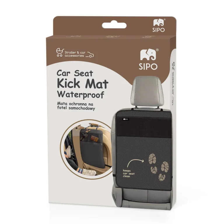 SIPO kick mat car seat protector with adjustable top strap