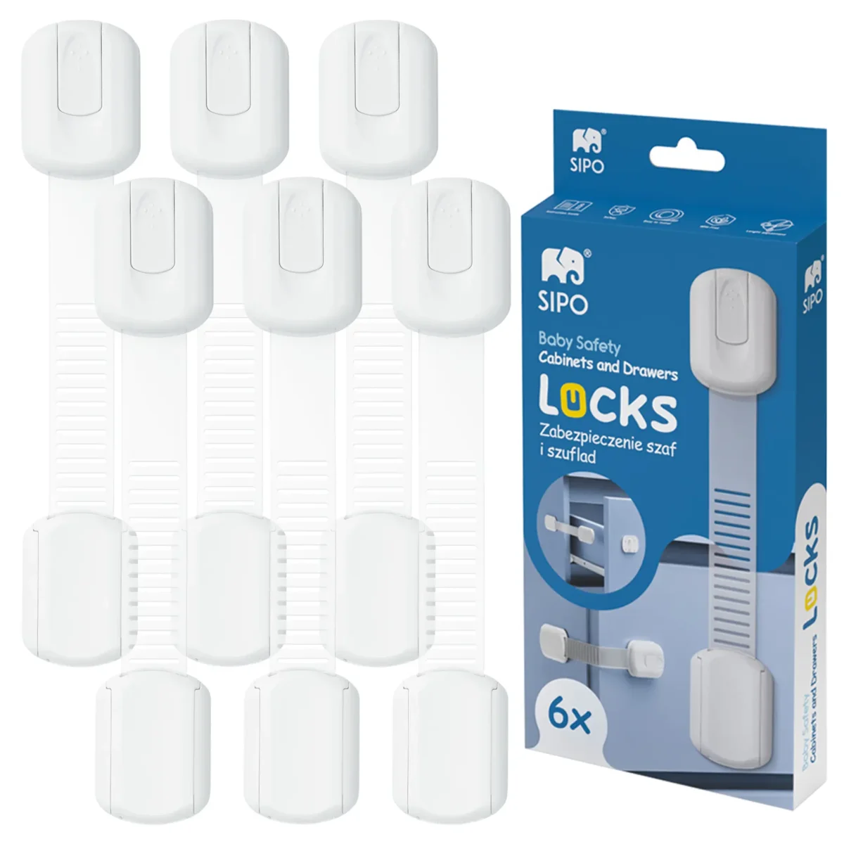 SIPO Blokada szaf i szuflad przed dziećmi - 6 sztuk