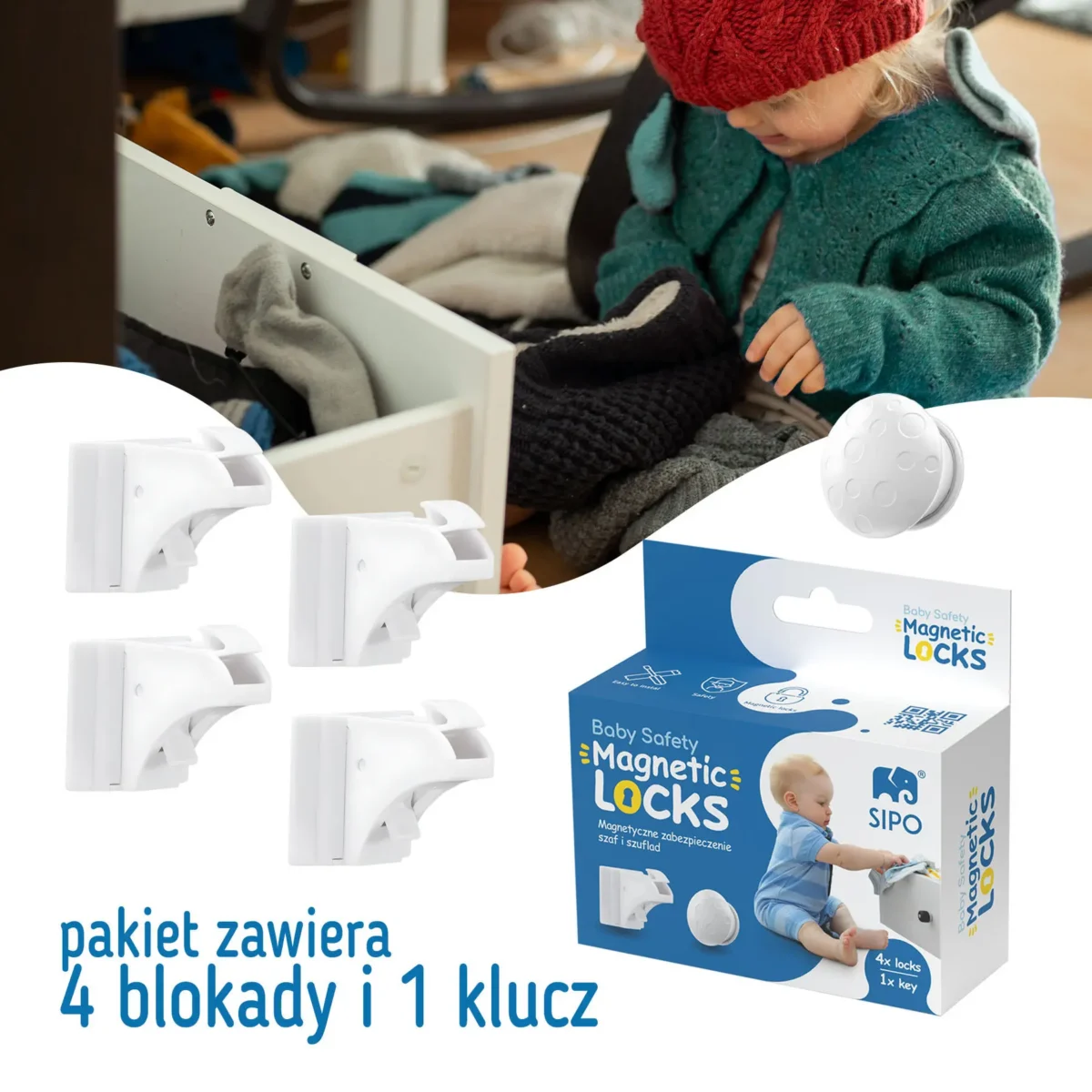 SIPO Magnetyczne zabezpieczenie do szaf i szuflad