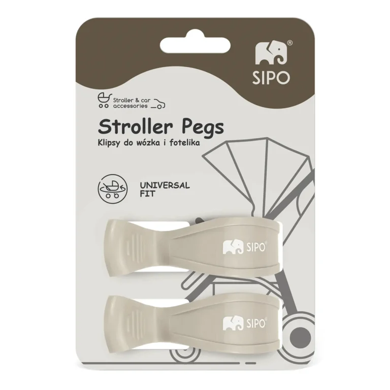 Sipo - klipsy do wózka – zestaw 2 klipsów z opakowaniem produktu.