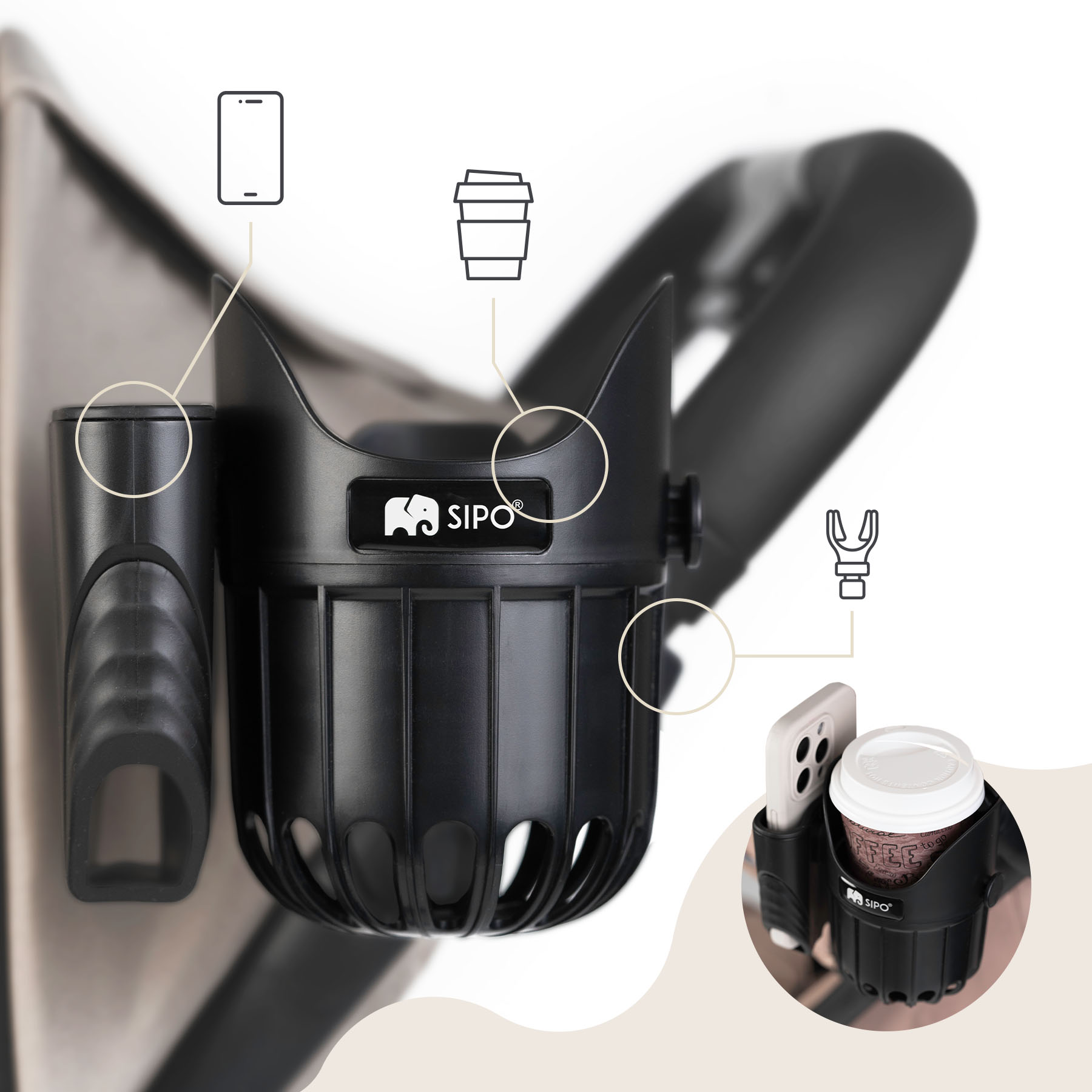 Uchwyt na kubek i telefon - dodatek