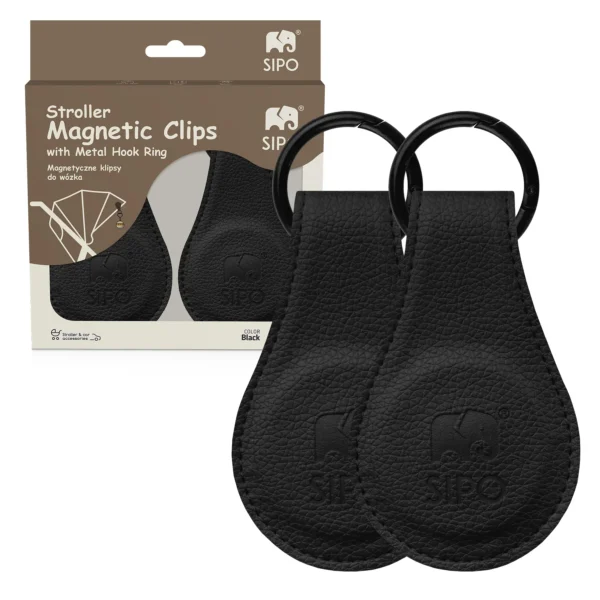 SIPO magnetyczne klipsy do wózka - zestaw 2 sztuk - czarne