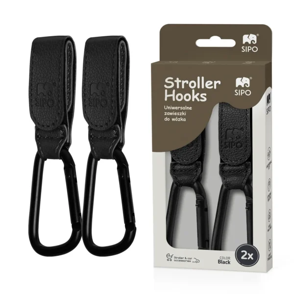 Sipo stroller hooks – two black hooks
