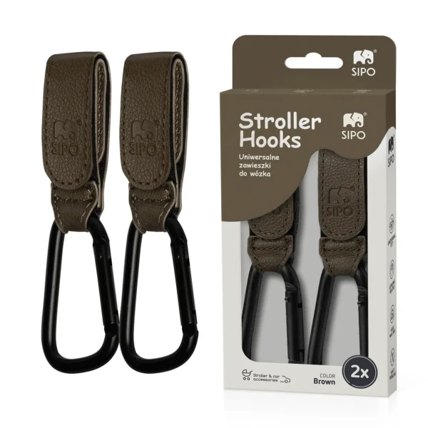 Sipo stroller hooks – two brown hooks