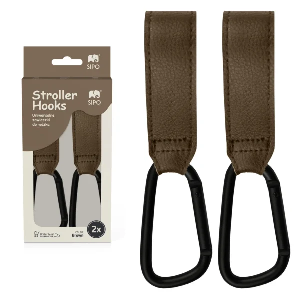 SIPO Universal Stroller Hooks - Brown Color